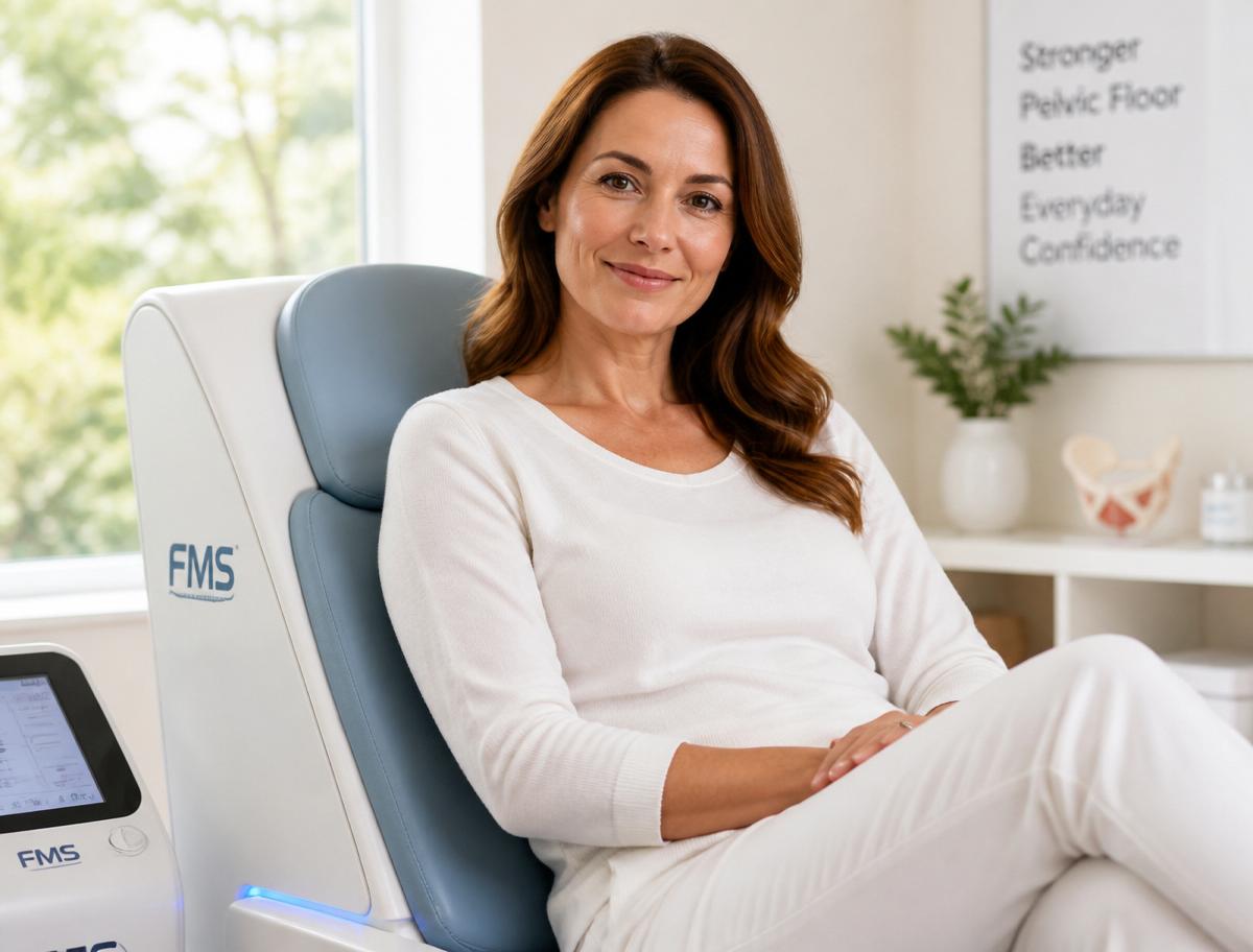 Patient comfortably seated during FMS therapy